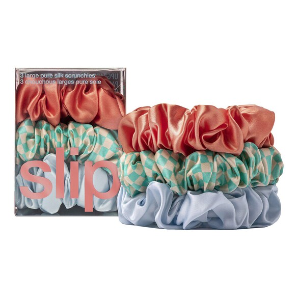 3 slip pure silk large scrunchies - Elastici Large Slip in pura seta, SLIP