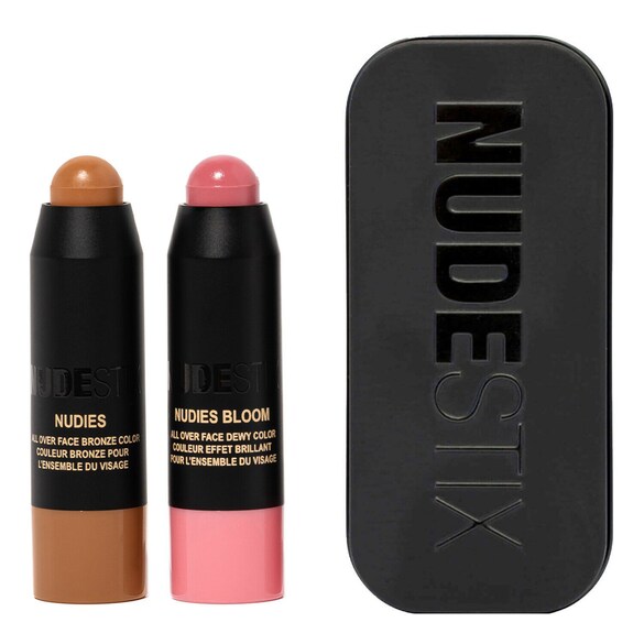Pink Blush & Nude Bronzer - Mini duo di stick in crema, NUDESTIX