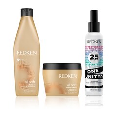Kit One United Trattamento Capelli + All Soft Shampoo + All Soft Heavy Cream Maschera Capelli, REDKEN