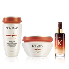 Kit Shampoo Nutritive Bain Satin + Maschera Nutritive Maqueintense + Siero Nutritive 8H Magic Night Serum, KÉRASTASE
