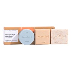 Trio Bye Bye Plastic - Set per la cura di viso, corpo e capelli Formato Viaggio, UNBOTTLED