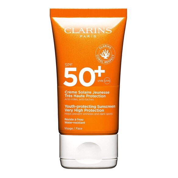 Una crema viso idratante con SPF 50+ - texture leggera e fondente , CLARINS