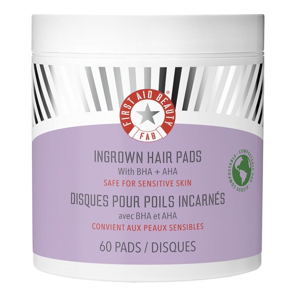 Ingrown Hair Pads - Dischetti compostabili per peli incarniti (60 pz), FIRST AID BEAUTY