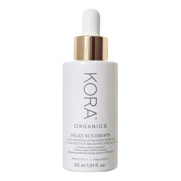 Silky Sun Drops 100% Mineral Sunscreen - Siero viso SPF 30, KORA ORGANICS