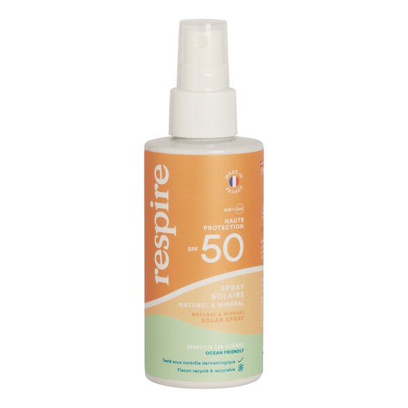 Spray Solare Naturale & Minerale SPF 50 Formato Viaggio, RESPIRE