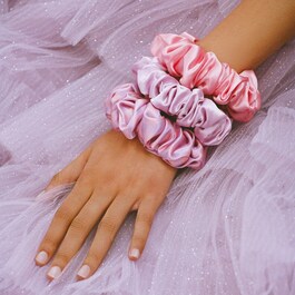 scrunchies in pura seta taglia L - 3 scrunchies