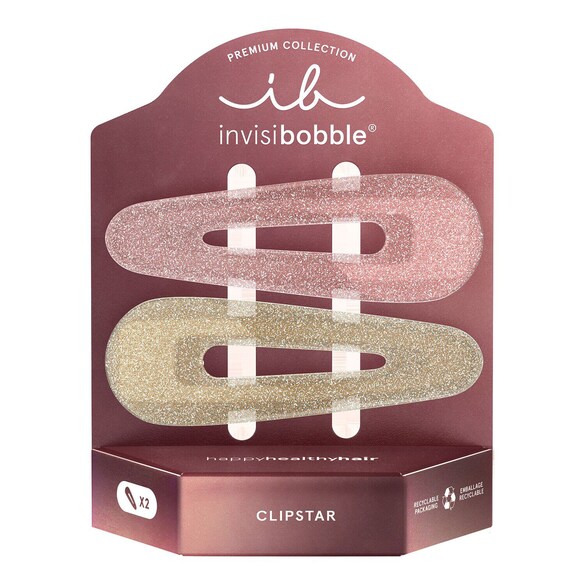 CLIPSTAR PREMIUM Simply Pinkstatic - Mollette per capelli, INVISIBOBBLE