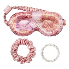 Set pigiama party Boteh - Set di mascherina e scrunchies in pura seta, SLIP